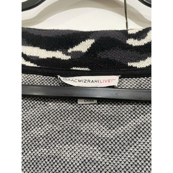 Issac Mizrahi Cardigan Sweater Size 2XL Black White Zebra Print Button Up Knit - Picture 4 of 10